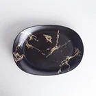 Ceramic Gold Marble Dessert Plate White And Black
