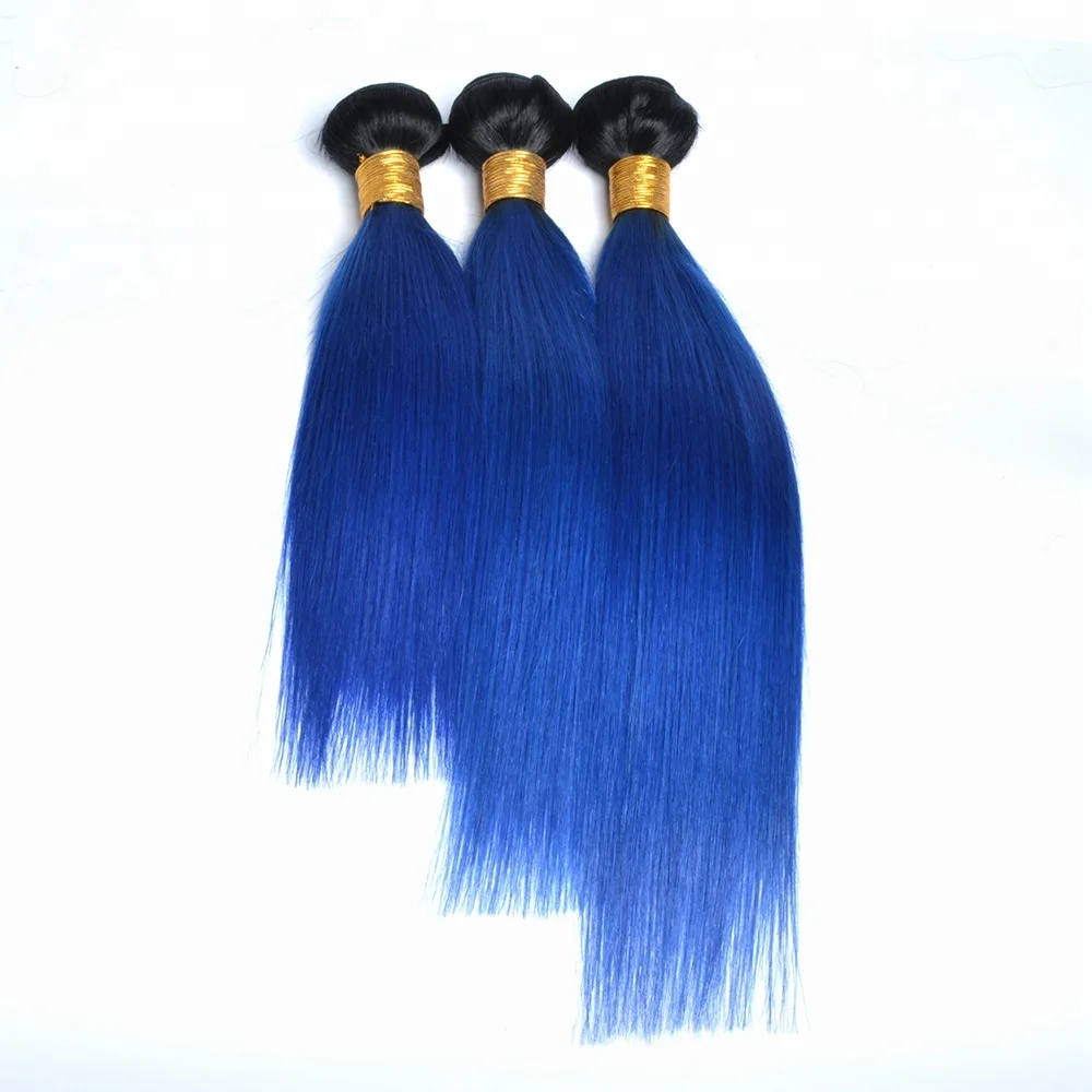 Brazilian Top Quality full cuticle 1B/Blue human hair extension two tone ombre color remy human straight hair weaves
Brazilian Top Quality full cuticle 1B/Blue human hair extension two tone ombre color remy human straight hair weaves