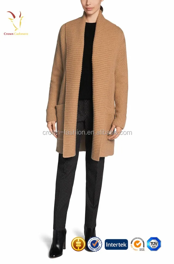 Women winter chunky shawl collar cardigan without buttons