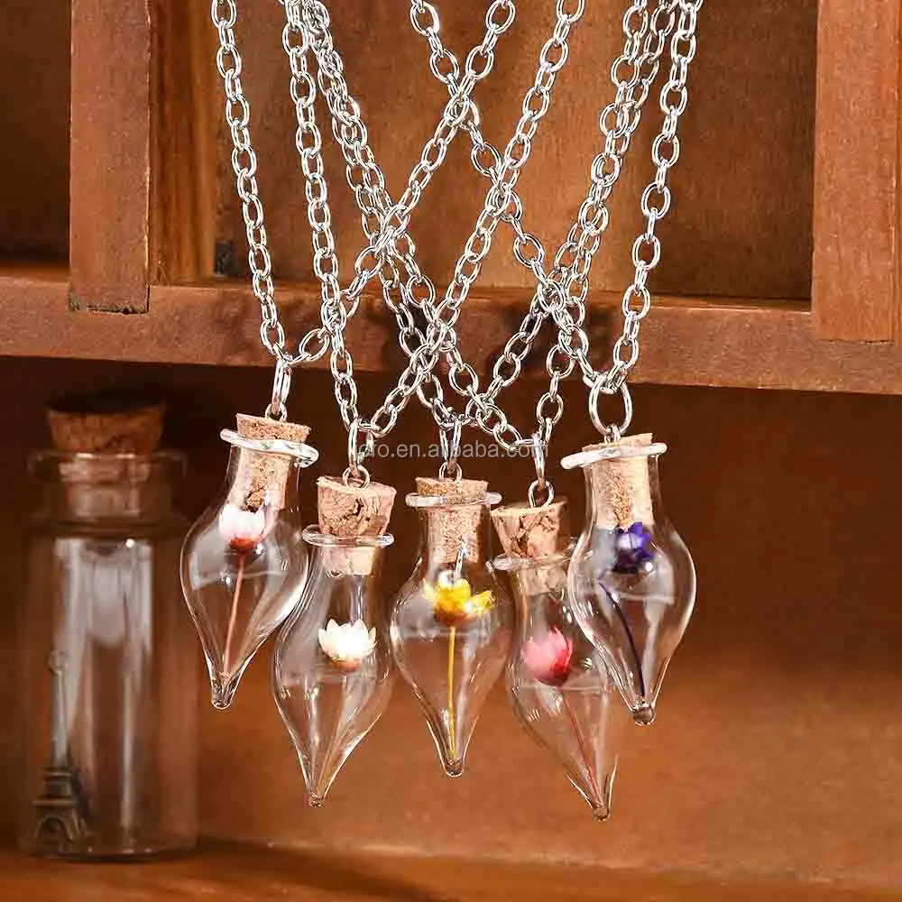 Wholesale Unique Silver Plated Statement Necklace Wish Glass Bottle Plant Necklace Real Dried Flower Pendant Long Necklace, As picture
Wholesale Unique Silver Plated Statement Necklace Wish Glass Bottle Plant Necklace Real Dried Flower Pendant Long Necklace, As picture