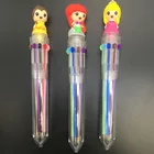 Plastic 10 Multi Color Ballpoint Pen With 3D Character Topper