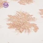 New arrival Good price mesh pearls embroidery pink sequin beaded lace fabric heavy