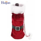Hot selling eco-friendly Christmas topic velvet wine bottle gift bags