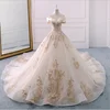 Off Shoulder A Line Champagne Lace 2018 New Designer Wedding Dresses Gold Applique Beaded Real Photo Luxury Bridal Gowns