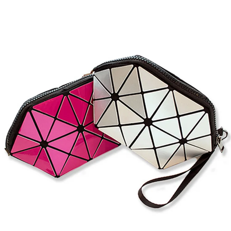 Customized logo cheap colorful women PVC geometric clutch cosmetic pouch makeup bag, Brown, purple, red, rose, black, green, blue, grey 
Customized logo cheap colorful women PVC geometric clutch cosmetic pouch makeup bag, Brown, purple, red, rose, black, green, blue, grey