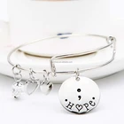 Fancy Alloy Silver Tone Engraved Semicolon Hope Charm Bracelet
