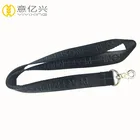 High quality press woven logo black true nylon lanyard