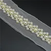 Wholesale handmade border beaded embroidered trim lace with pearls