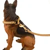 Stainless steel Leash Metal Long 18K Gold Best Leash Chain dog Link for Pet Durable Large with Leather Handle