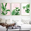 Green Leaves Pink Love Letters Canvas Paintings Secret Garden Poster Print Girls Bedroom Decor