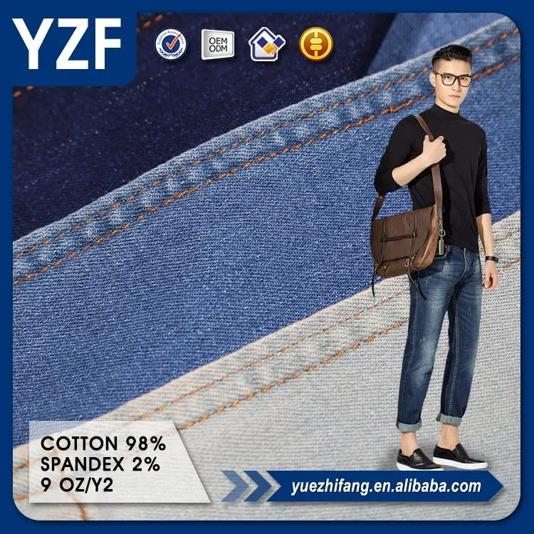 YN5522 Cotton 98% Spandex 2% denim twill weave jeans fabric