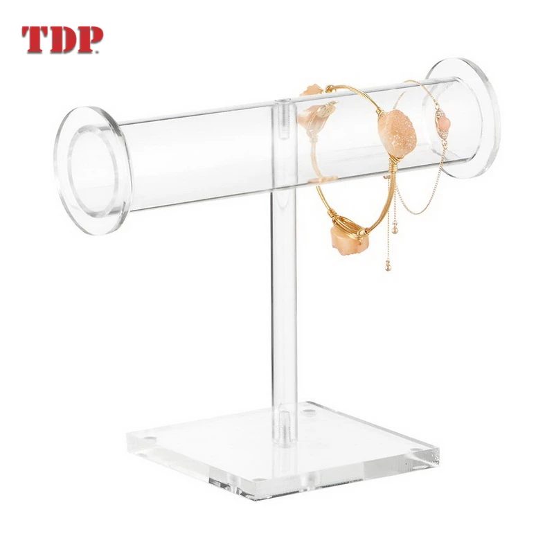 Circular T Bar Clear Holder Necklace Watch Bracelet Jewelry Display Stand Acrylic Rack