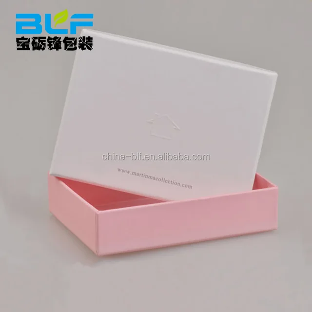pink color emboss finish gift box small packaging box with lid