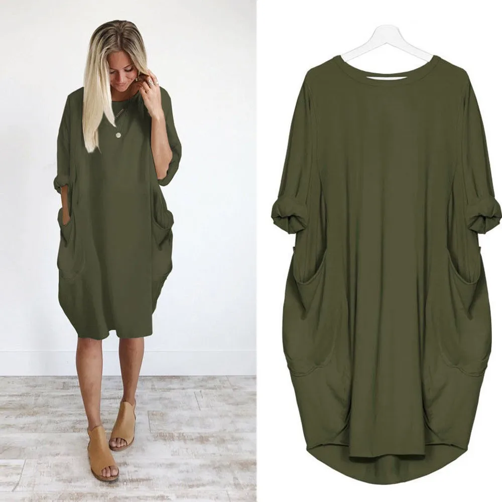2019 hot sale Women Casual Dress Pocket Loose Long Sleeve Irregular Dress Ladies Crew Neck Casual Long Tops Dress Plus Size
2019 hot sale Women Casual Dress Pocket Loose Long Sleeve Irregular Dress Ladies Crew Neck Casual Long Tops Dress Plus Size