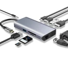 Multiport usb c hub with HDMI+VGA+Gigabit Ethernet+3.5mm Audio Ports+3*USB 3.0+SD/TF Card and Type C PD Charging