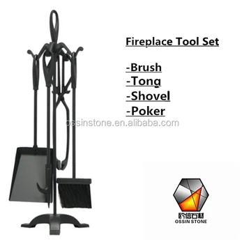 Metal Companion Sets With Poker Tong Shovel Brush In Fireplace