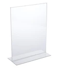 T shape table top display stand double side dacrylic table sign