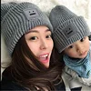 H10 2Pcs Parent-child Hat Baby Girls Boys Hats Women Mother Hat Warm Winter Knit Fur Crochet Pompon Winter Caps