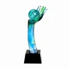 New Design 3D Liuli Crystal Green Glass Award Trophy