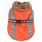 orange luxury dog reflective clothes coat pet reflective jacket puffy with black plastic part