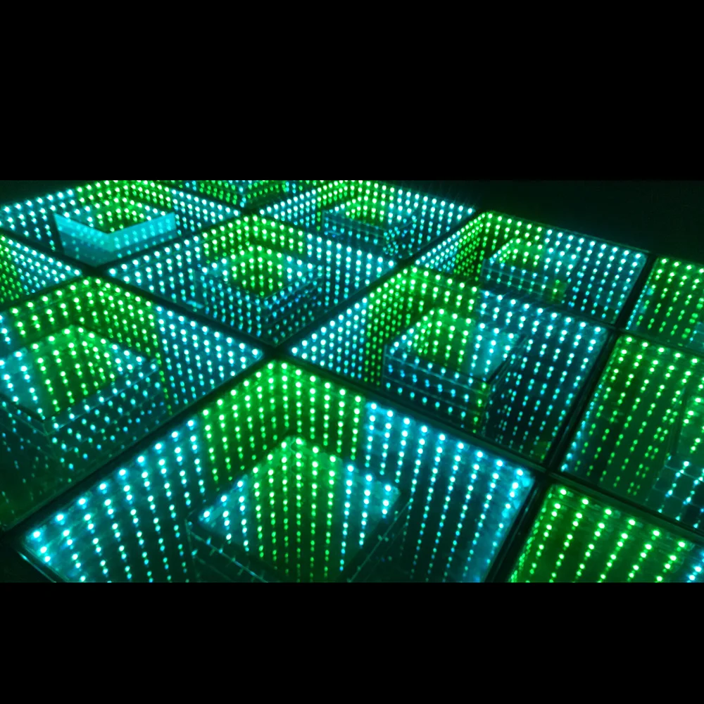 DMX efeito de túnel 3D IP55 interativo piso de dança RGB mudança da cor de vidro espelho infinito espelho levou smd ilusão para piso
