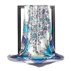 Square Head Silk Scarf for Women Luxury Brand Neck Kerchief Floral Print Bandanas Big Foulards Femme Shawls Wraps 90*90CM