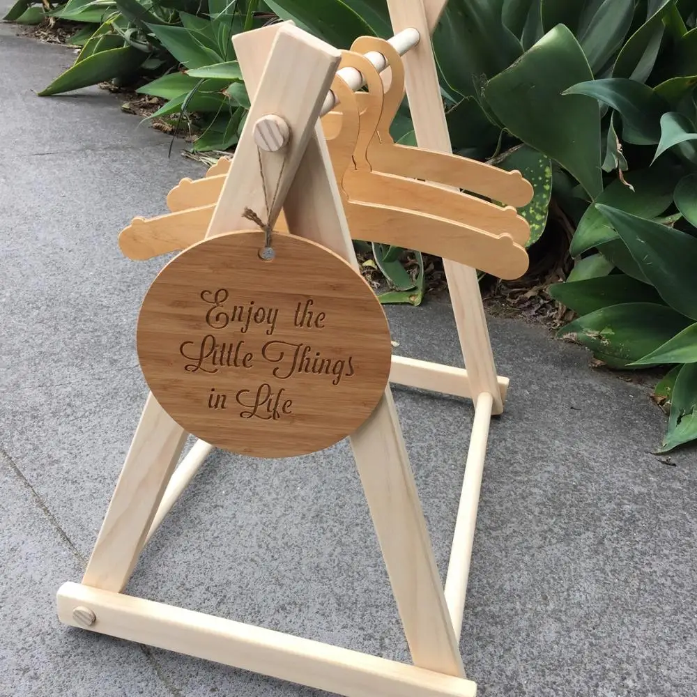 Cute and Easy Use Indoor/outdoor Balcony  Folding Wooden Clothes Drying Rack  for Baby and children .jpg