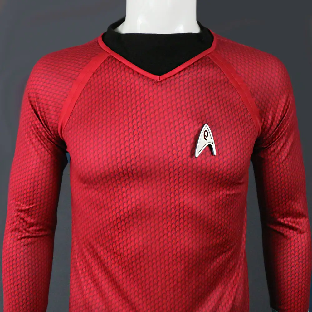 Star Trek in The Dark Captain Kirk Shirt Shape Cosplay Costume Red Version Size  For Men (1)