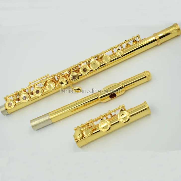 Flute Musical Instrument Golden Recorder Flute Metal Gold Flute with 16 Open Holes