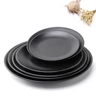 100% melamine crockery dinnerware unbreakable plastic round black table ware steak dinner plates dishes sets