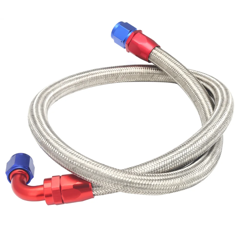 An10 48 Stainless Steel Braided Oil Fuel Line Hose Straight Fitting