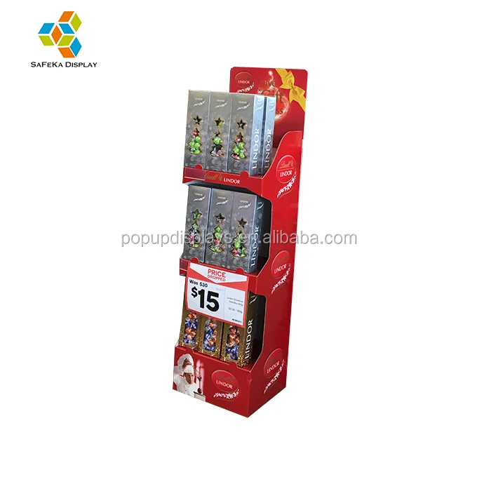 3 tiers shelf stand cardboard pdq display box for gift