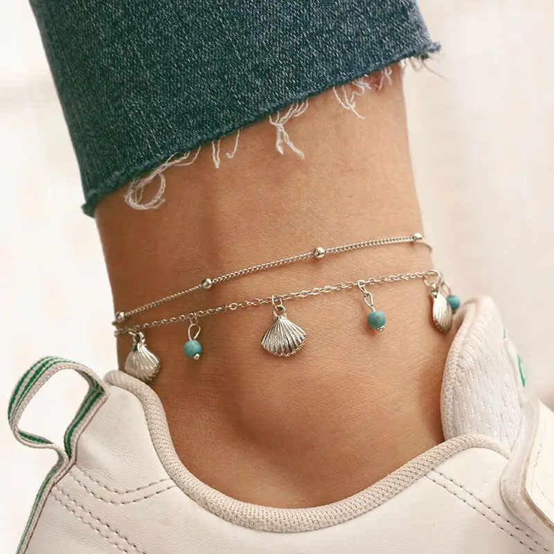 2Pcs/Set Simple Barefoot Accessories Anklet Bracelet Silver Shell Pendant Anklet Bracelet For Women, As picture shows
2Pcs/Set Simple Barefoot Accessories Anklet Bracelet Silver Shell Pendant Anklet Bracelet For Women, As picture shows