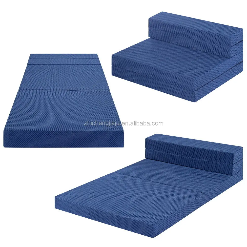 Manufacture customized portable 3D mesh knitted fabric high density foam travel three folding thin mattress - Jozy Mattress | Jozy.net