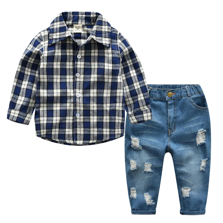 R&H Cotton Plaid Boys Shirt Wholesale Children Clothes Jeans 2 pieces Kid Clothing, As the picture show
R&H Cotton Plaid Boys Shirt Wholesale Children Clothes Jeans 2 pieces Kid Clothing, As the picture show