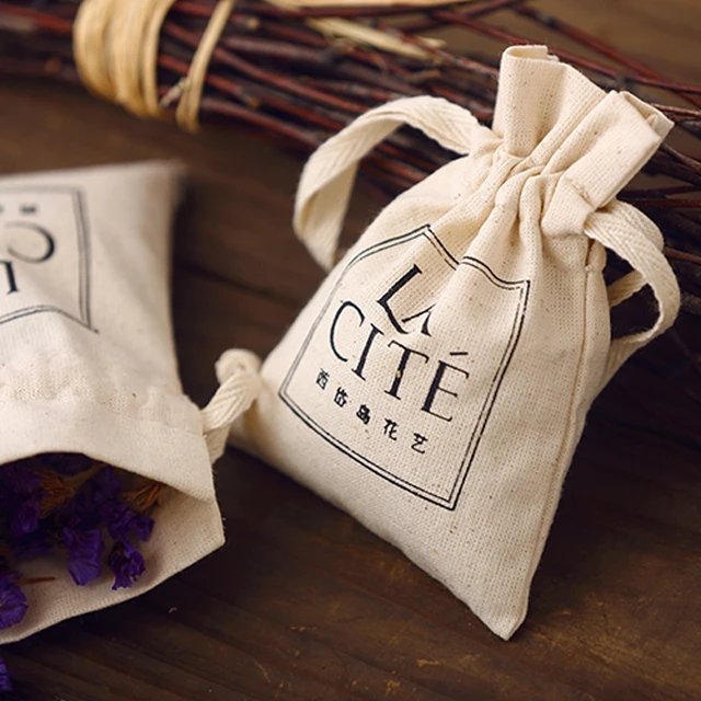 small linen drawstring custom cotton jewelry bag logo