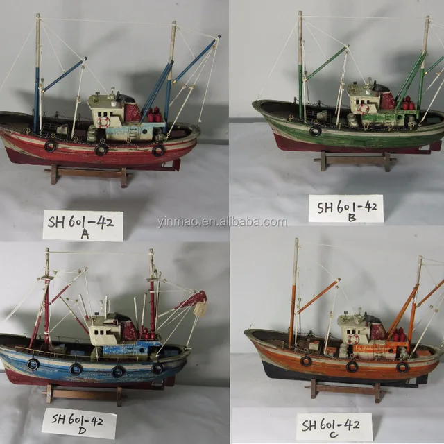 42x13x38cm, fishing shrimp crab ship model, scratched craft