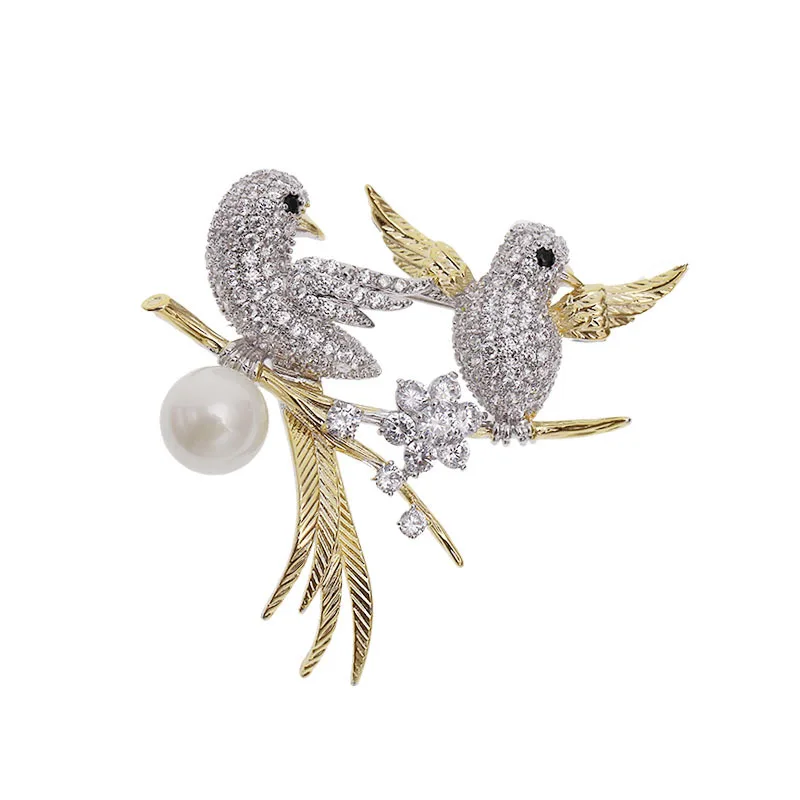 Hotsale Luxury Design Female Accessories CZ Animal Brooch Pin Natural Pearl Crystal Golden Birds Brooch For Wedding, Picture
Hotsale Luxury Design Female Accessories CZ Animal Brooch Pin Natural Pearl Crystal Golden Birds Brooch For Wedding, Picture
