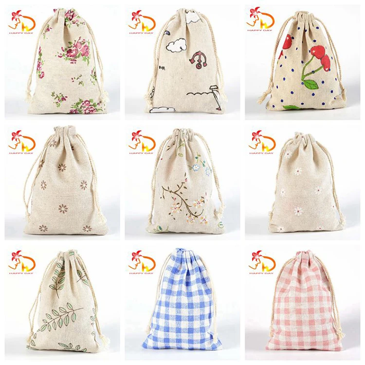 customized size gift bag jewelry pouch cotton canvas drawstring