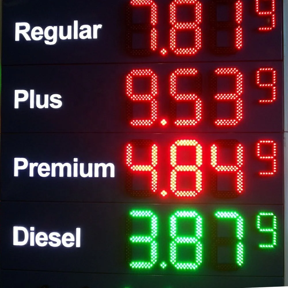High quality small outdoor digital LED sign price board for gas station /gas prices board