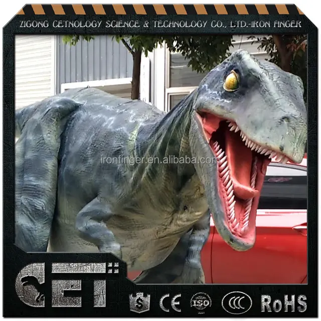 Cet-A-1507 amusement park life size animated velociraptor costume for adult