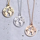 Custom Stainless Steel Globe Earth World Map Charm Pendant Wanderlust Dainty Necklace
