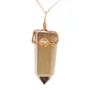 LS-S796 New Multicolor Natural ore citrine charms chain necklace,fashion gift Rose Quartz gemstone wrap pointy pendant necklace