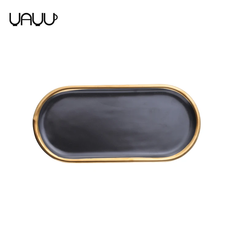 Royal restaurant hotel used oval long back dessert plate food marble tray with gold rim, Optional
Royal restaurant hotel used oval long back dessert plate food marble tray with gold rim, Optional