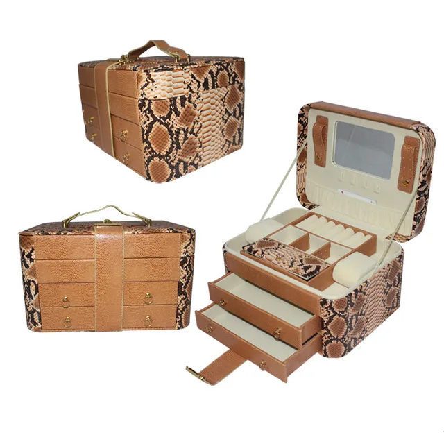 luxury large faux leather mdf wooden jewelry gift boxes with
