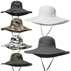 Ever Song Men fishing bucket hats solid bob hiking hat men outdoor wide brim camping cap