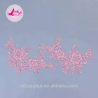 Border lace trim motif applique/polyester mesh net water soluble embroidery lace fabric