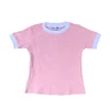 wholesale pink girls knit baby ribbed collars knit top tee sweater kids t shirt in ribbed cotton Australia design
