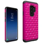 Rhomboid flicker double side star frame flash drill pc silicone cell phone case for Samsung galaxy S9/S9p