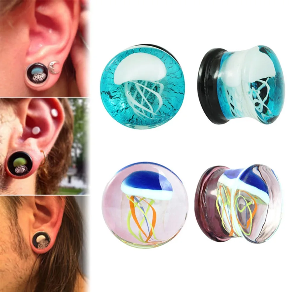 wh206 fashion glass ear plugs tunnel piercings plugs earring